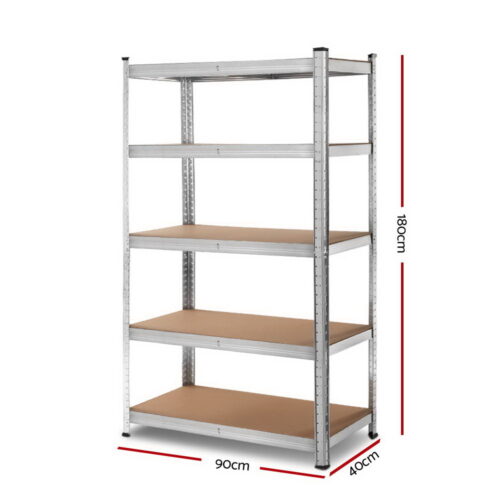 Giantz 1.8M Warehouse Racking Rack Shelving Garage Steel Metal Storage Shelves Silver - Image 3