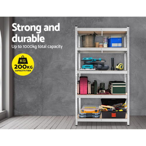 Giantz 1.8M Warehouse Racking Rack Shelving Garage Steel Metal Storage Shelves Silver - Image 4