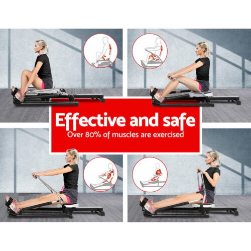 Everfit Rowing Machine Rower Hydraulic Resistance Fitness Gym Home Cardio - Image 5
