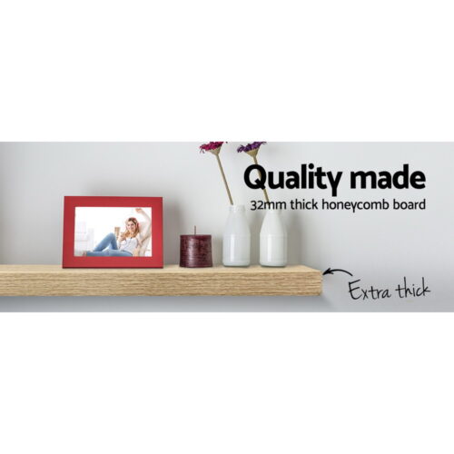 Artiss Floating Wall Shelf Set of 3 Oak - Image 5