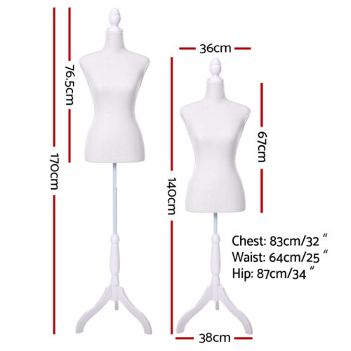 Female Mannequin 170cm Model Dressmaker Clothes Display Torso Tailor Wedding White - Image 3
