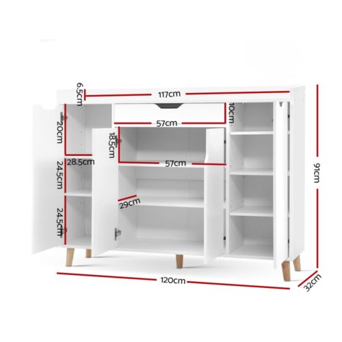 Artiss Shoe Rack Cabinet 26 Pairs Adjustable White Cissy - Image 4