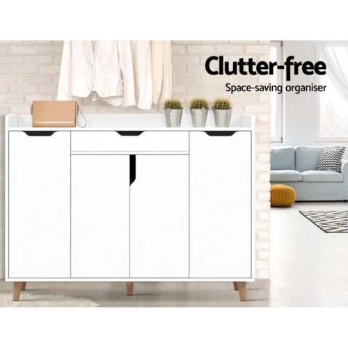 Artiss Shoe Rack Cabinet 26 Pairs Adjustable White Cissy - Image 6