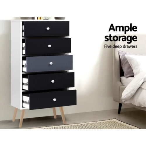 Artiss 5 Chest of Drawers - BONDS White - Image 5