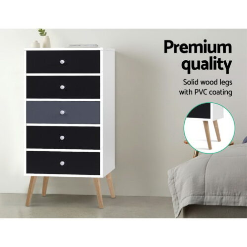 Artiss 5 Chest of Drawers - BONDS White - Image 8