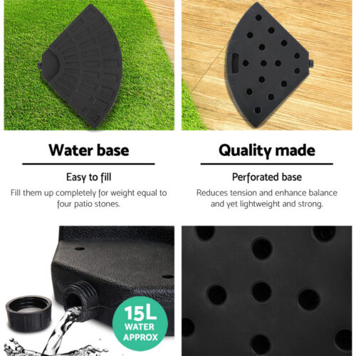 Instahut 3m Outdoor Umbrella w/Base Cantilever Beach Garden Patio Charcoal - Image 5