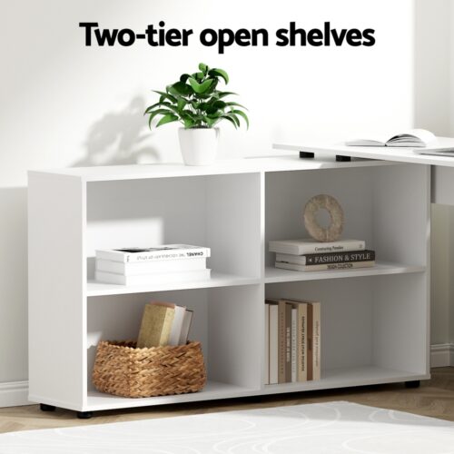 Artiss Computer Desk Bookshelf White 130CM - Image 5