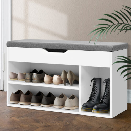 Artiss Shoe Rack Bench Shoe Cabinet White Allen - Image 7
