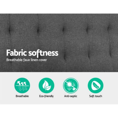 Artiss Sofa Bed Lounge Chair Couch 1 Seater Recliner Futon Bed Set Linen Grey - Image 4