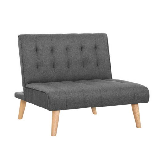 Artiss Sofa Bed Lounge Chair Couch 1 Seater Recliner Futon Bed Set Linen Grey - Image 7