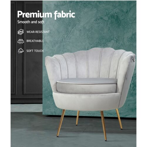 Artiss Armchair Velvet Grey Callista - Image 2