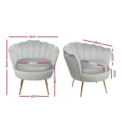 Artiss Armchair Velvet Grey Callista - Image 5