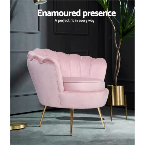 Artiss Armchair Velvet Pink Callista - Image 2