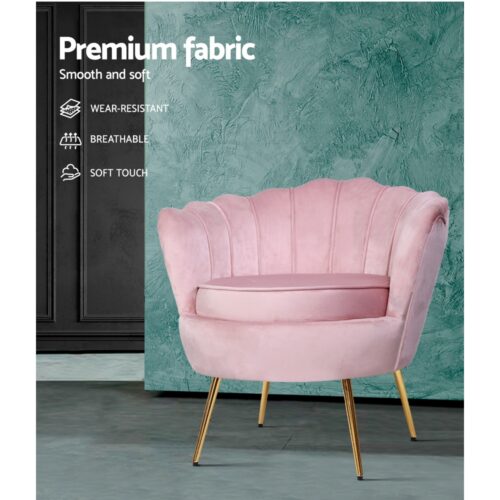 Artiss Armchair Velvet Pink Callista - Image 3