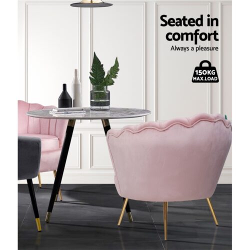 Artiss Armchair Velvet Pink Callista - Image 4