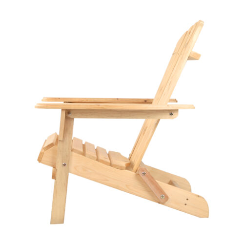 Gardeon Adirondack Outdoor Chairs Wooden Beach Chair Patio Furniture Garden Natural Set of 2 - Image 5