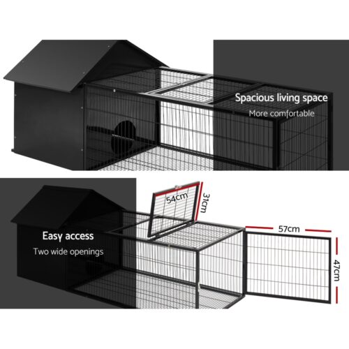 i.Pet Rabbit Cage Hutch 162x60cm Enclosure Metal - Image 6