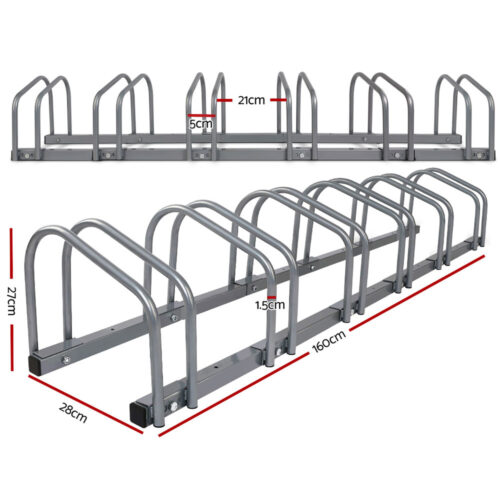 Weisshorn 6 Bike Stand Rack Bicycle Storage Floor Parking Holder Cycling Silver - Image 3