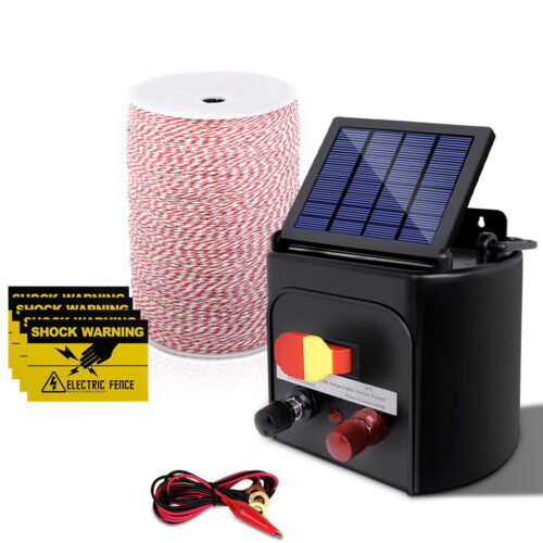 Giantz Fence Energiser 5KM Solar Powered Electric 2KM Poly Wire - Image 2