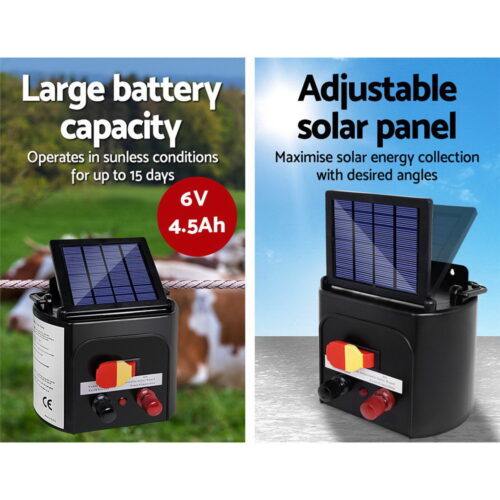 Giantz Fence Energiser 5KM Solar Powered Electric 2KM Poly Wire - Image 6