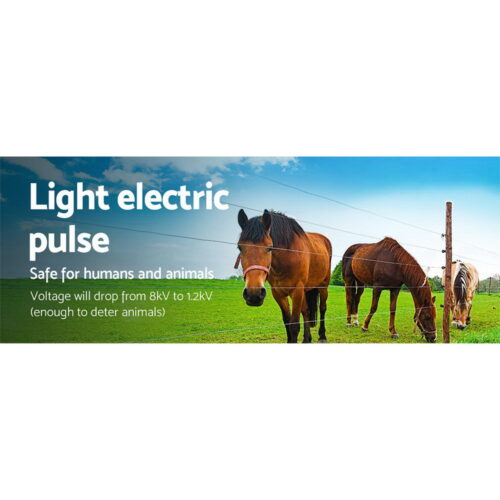 Giantz Fence Energiser 8KM Solar Powered Electric 2KM Poly Wire - Image 6