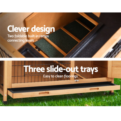 i.Pet Rabbit Hutch Chicken Coop 91.5cm x 46cm x 116.5cm Chicken Coop Large House Cage Run Wooden Outdoor - Image 5