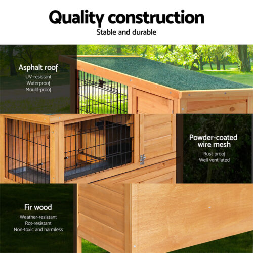 i.Pet Rabbit Hutch Chicken Coop 91.5cm x 46cm x 116.5cm Chicken Coop Large House Cage Run Wooden Outdoor - Image 6