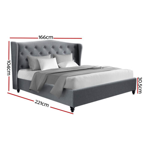 Artiss Bed Frame Queen Size Grey PIER - Image 3