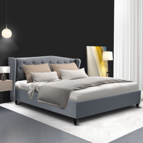 Artiss Bed Frame Queen Size Grey PIER - Image 8