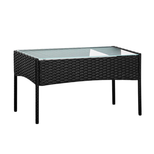 Gardeon 4 Seater Outdoor Sofa Set with Storage Cover Wicker Table Chair Black - Image 3