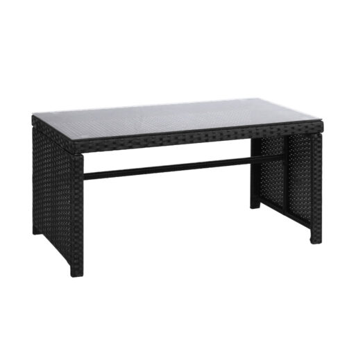 Gardeon 4 PCS Outdoor Sofa Set with Storage Cover Rattan Chair Furniture Black - Image 3