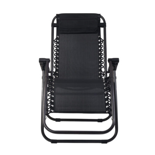 Gardeon 2PC Zero Gravity Chair Folding Outdoor Recliner Adjustable Sun Lounge Camping Black - Image 4