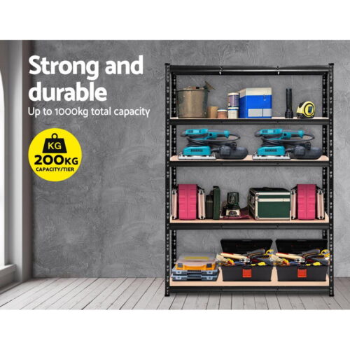 Giantz 1.8M Garage Shelving Warehouse Rack Pallet Racking Storage Shelve Black - Image 5