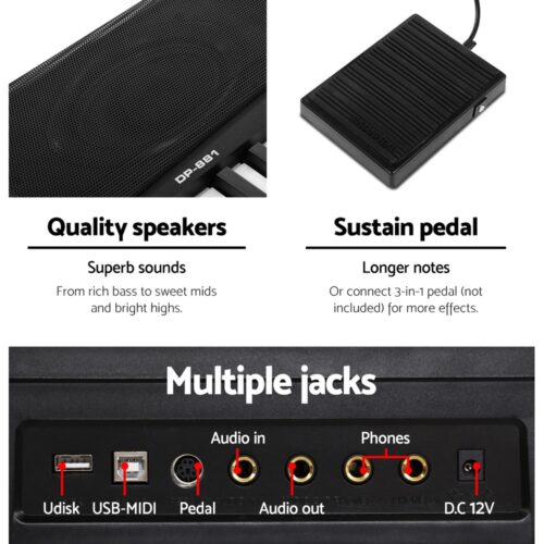 Alpha 88 Keys Electronic Piano Keyboard Digital Electric w/ Stand Sustain Pedal - Image 6