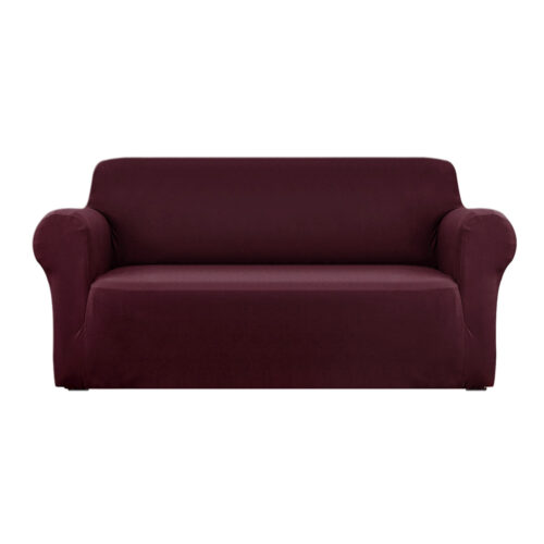 Artiss Sofa Cover Couch Covers 3 Seater Stretch Burgundy - Image 2