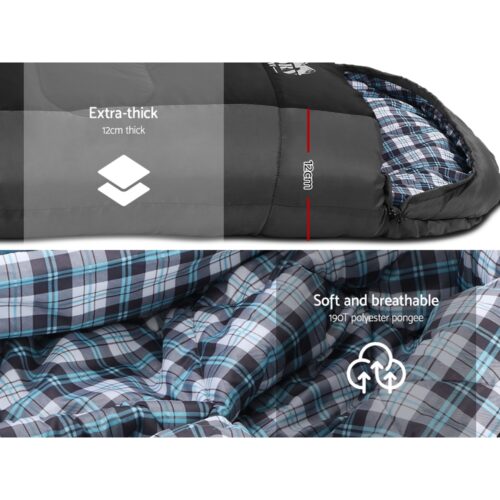 Weisshorn Sleeping Bag Single Thermal Camping Hiking Tent Black  -20°C - Image 6