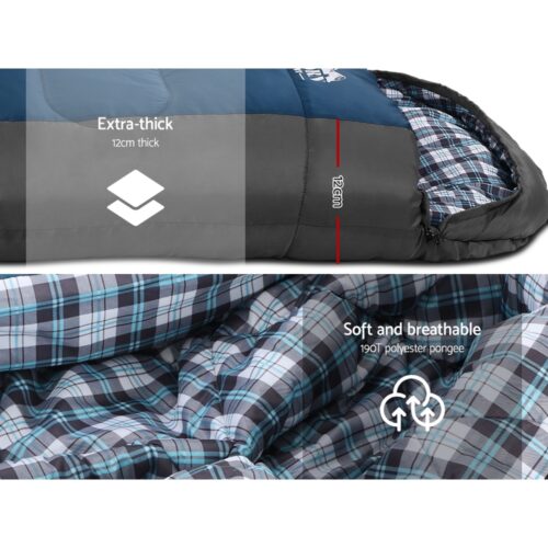 Weisshorn Sleeping Bag Single Thermal Camping Hiking Tent Blue -20°C - Image 6