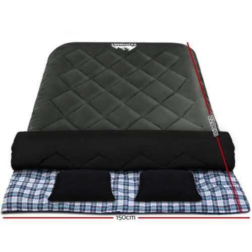 Weisshorn Sleeping Bag Double Pillow Thermal Camping Hiking Tent Grey -10°C - Image 3