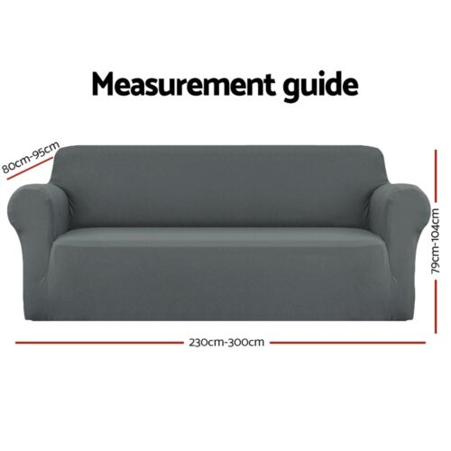Artiss Sofa Cover Couch Covers 4 Seater Stretch Grey - Image 3