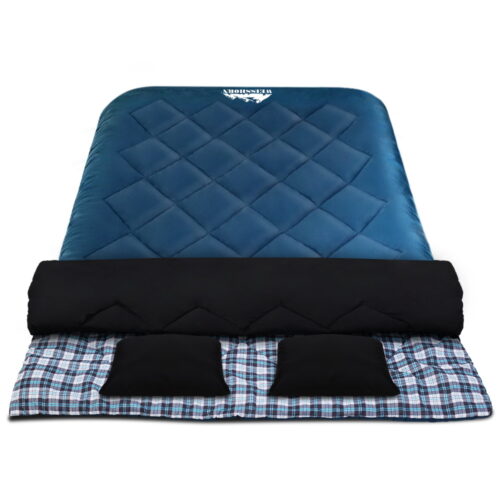 Weisshorn Sleeping Bag Double Pillow Thermal Camping Hiking Tent Blue -10°C - Image 2