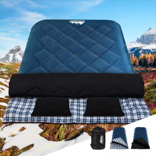 Weisshorn Sleeping Bag Double Pillow Thermal Camping Hiking Tent Blue -10°C - Image 8