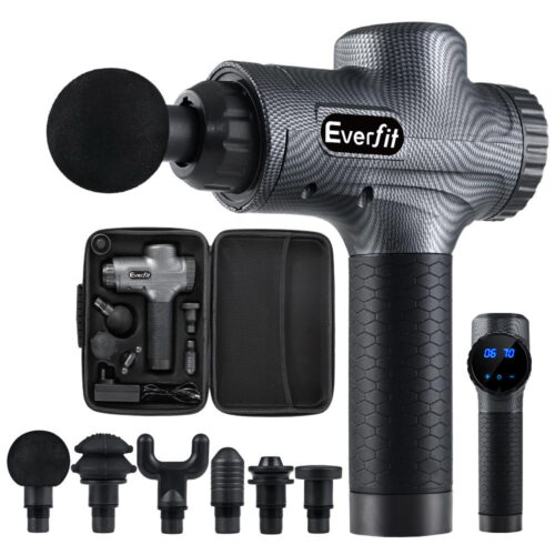 Everfit Massage Gun 30 Speed 6 Heads Vibration Muscle Massager Chargeable Grey - Image 2