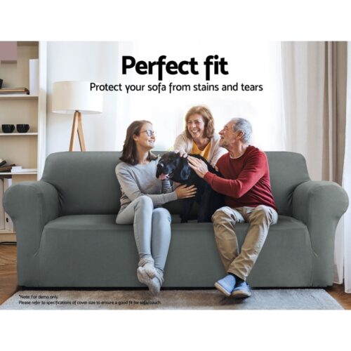 Artiss Sofa Cover Couch Covers 2 Seater Stretch Grey - Image 4