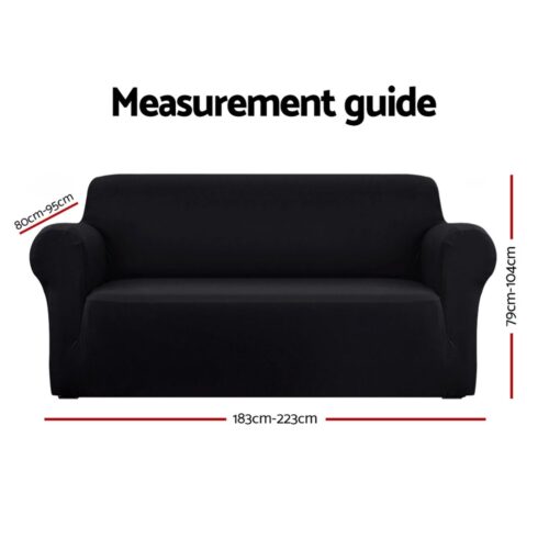 Artiss Sofa Cover Couch Covers 3 Seater Stretch Black - Image 3