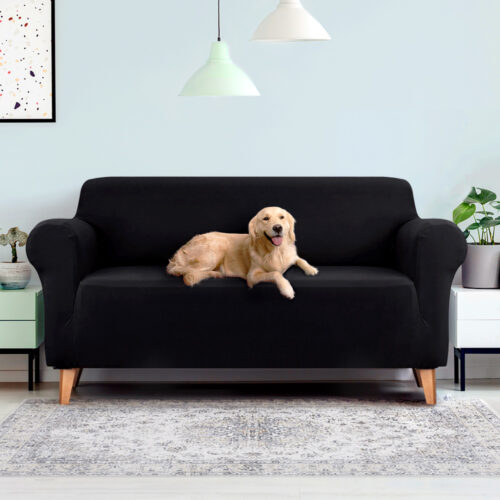 Artiss Sofa Cover Couch Covers 3 Seater Stretch Black - Image 8