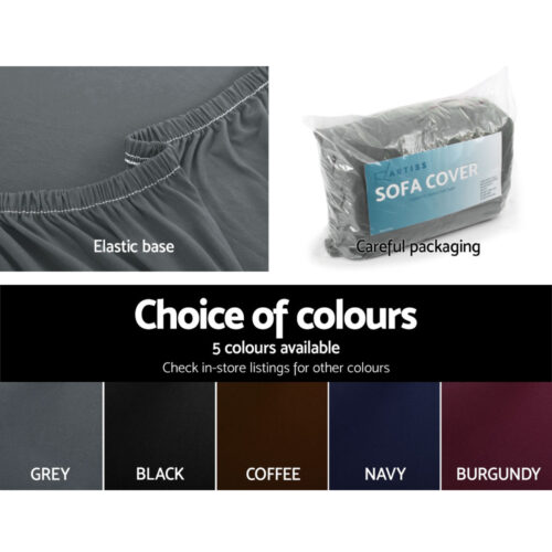 Artiss Sofa Cover Couch Covers 3 Seater Stretch Grey - Image 6
