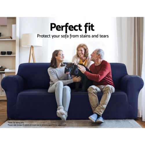 Artiss Sofa Cover Couch Covers 3 Seater Stretch Navy - Image 4
