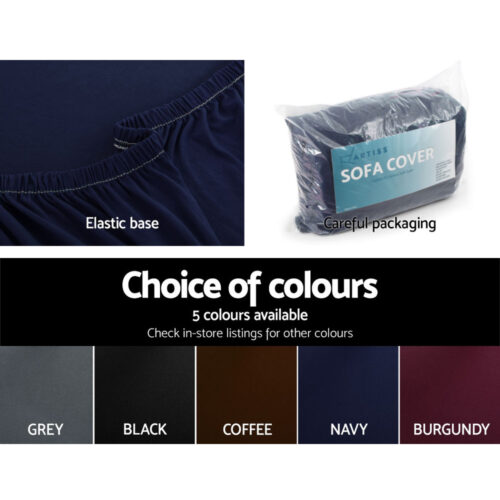 Artiss Sofa Cover Couch Covers 3 Seater Stretch Navy - Image 6