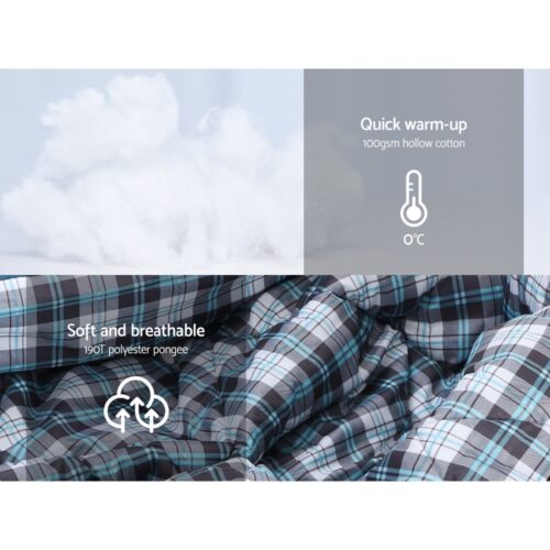 Weisshorn Sleeping Bag Single Thermal Camping Hiking Tent Blue 0°C - Image 6
