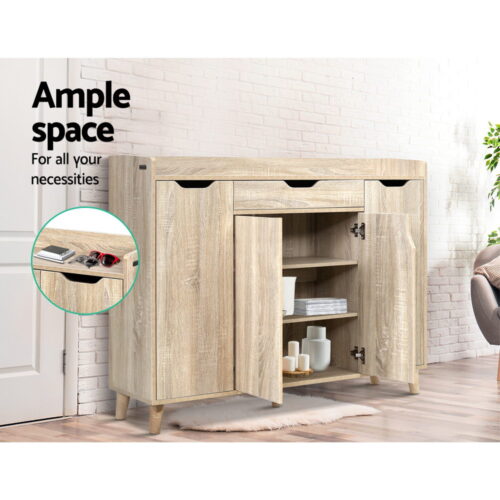 Artiss Shoe Rack Cabinet 26 Pairs Adjustable Pine Cissy - Image 8